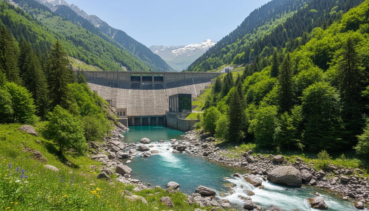 Малая гидроэлектростанция на реке в живописной горной долине Лачинского района Азербайджана.